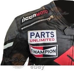 SUZUKI 4269 ICON Black Real Leather Gear Motorbike Motorcycle Biker Jacket coat