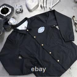 S&S Cycle Button Down Moto Motorcycle Motorbike Windbreaker Jacket Black