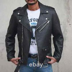 Sheep Geniune Leather Classic Motorcycle Men's Jacket