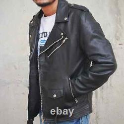 Sheep Geniune Leather Classic Motorcycle Men's Jacket