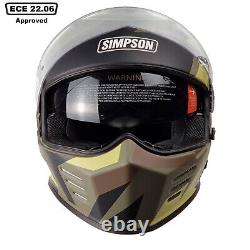 Simpson Venom Comanche Full Face Ece 22.06 Sunvisor Motorcycle Bike Crash Helmet