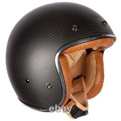 Spada Dark Star Open Face Motorcycle Motorbike Helmet Carbon / Tan