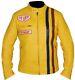 Steve McQueen Yellow Cowhide Motorbike Leather Biker Motorcycle Jacket