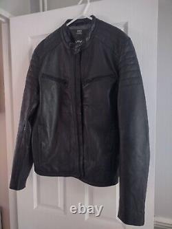 Superdry Moto Racer Black Leather Jacket Size Large Mens Motorbike Cafe B