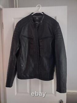 Superdry Moto Racer Black Leather Jacket Size Large Mens Motorbike Cafe B