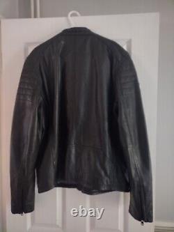 Superdry Moto Racer Black Leather Jacket Size Large Mens Motorbike Cafe B