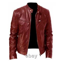 UK Mens Motorcycle Real Leather Motorbike Genuine Black Brown Cafe Racer Jacket