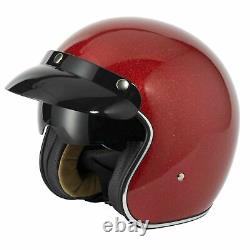 V-CAN V537 Open Face Cruiser Classic Road Motorcycle Motorbike Helmet Red Flake
