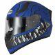 Vcan H128 Dual Visor Full Face Motorbike Crash Helmet Acu Gold Skull Mordhi Blue