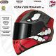 Vcan V128 Dual Visor Full Face Motorbike Crash Helmet Mohawk Red Free Dark Visor