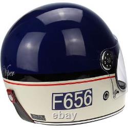 ViPER F656 RETRO VINTAGE FIBREGLASS FULL FACE MOTORBIKE MOTORCYCLE HELMET BLUE