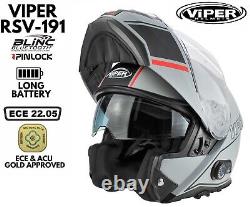 ViPER RSV191 FLIP FRONT BLUETOOTH BLINC MOTORBIKE MOTORCYCLE TOURING HELMET