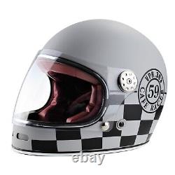 Viper F656 Retro Full Face Vintage Fibreglass Motorcycle Motorbike Helmet 59 Gre
