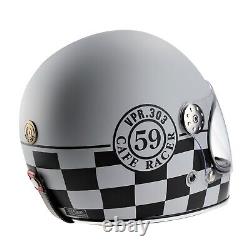 Viper F656 Retro Full Face Vintage Fibreglass Motorcycle Motorbike Helmet 59 Gre