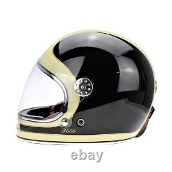 Viper F656 Retro Full Face Vintage Fibreglass Motorcycle Motorbike Helmet Black