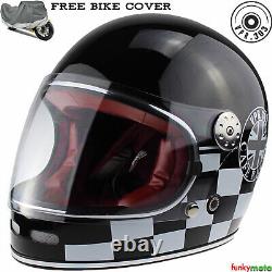 Viper F656 Retro Full Face Vintage Fibreglass Motorcycle Motorbike Helmet Uk Fla