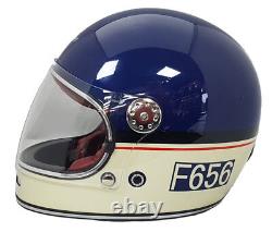 Viper F656 Retro Vintage Fibreglass Full Face Motorbike Motorcycle Helmet Blue
