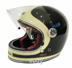 Viper F656 Vintage Retro Style Motorbike Bike Helmet Fiberglass Black / Cream