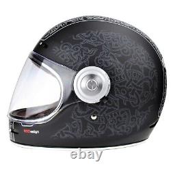 Viper F659 Vintage Retro Fibreglass Full Face Motorbike Helmet Matt Black Jorvik