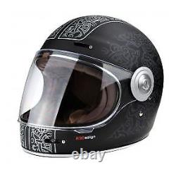 Viper F659 Vintage Retro Fibreglass Full Face Motorbike Helmet Matt Black Jorvik