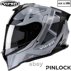 Viper Rs55 Full Face Motorbike Crash Helmet Motorcycle Race Track Helmet Grey