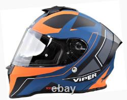 Viper Rs-55 Cyclone Orange Full Face Acu Gold Motorcycle Motorbike Crash Helmet