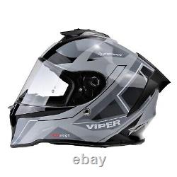 Viper Rs-55 Full Face Acu Gold Motorcycle Motorbike Crash Helmet Cyclone Grey