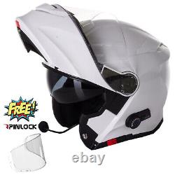 Viper Rs-v171 Bluetooth Flip Front Motorbike Motorcycle Helmet Gloss White