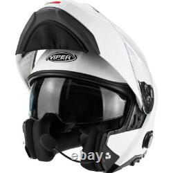 Viper Rs-v191 Blinc Bluetooth Flip Front Motorcycle Bike Crash Dvs Helmet White
