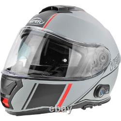 Viper Rs-v191 Blinc Bluetooth Flip Front Motorcycle Crash Dvs Helmet Meteor Grey