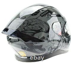 Viper Rs-v95 Full Face Acu Dual Visor Motorcycle Motorbike Helmet Skull Shiny