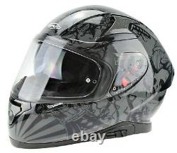 Viper Rs-v95 Full Face Acu Dual Visor Motorcycle Motorbike Helmet Skull Shiny