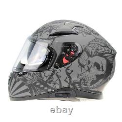 Viper Rs-v95 Full Face Acu Gold Dual Visor Motorcycle Motorbike Helmet Skull