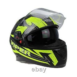 Viper Rsv95 Full Face Motorbike Crash Helmet Pinlock Ece Acu Dvs Spirit Yellow