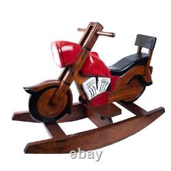 Wooden Childs Rocking Chopper Motor Bike Hand Carved Home Decor