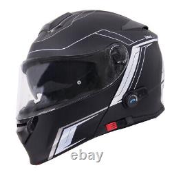 ZORAX Bluetooth BL+ Motorbike Helmet DVS Filp Up Motorcycle Pinlock Black Silver