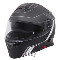 ZORAX Bluetooth BL+ Motorbike Helmet DVS Filp Up Motorcycle Pinlock Black Silver